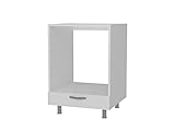 8737 SEMA Backofenschrank für Einbauherd Unterschrank Küchenschrank modern, Holz, Weiß, 1 Schrankfach, Ablagefach mit Tür, 60 x 85 x 57 cm