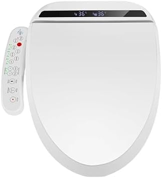 Smart Bidet Toilet Seat, Electronic Heated Bidet with Hot Air Drying, Temperature Adjustable Water Wash, Self Cleaning Nozzle, Elongated Slow Close Lid