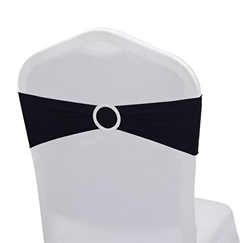 ZOYIEP 25/50/100 housses de chaise, non housses de siège, housses de chaise blanches, élastiques, avec boucle pour fête, mariage, anniversaire, décoration de la maison (noire,25 pièces) Cover