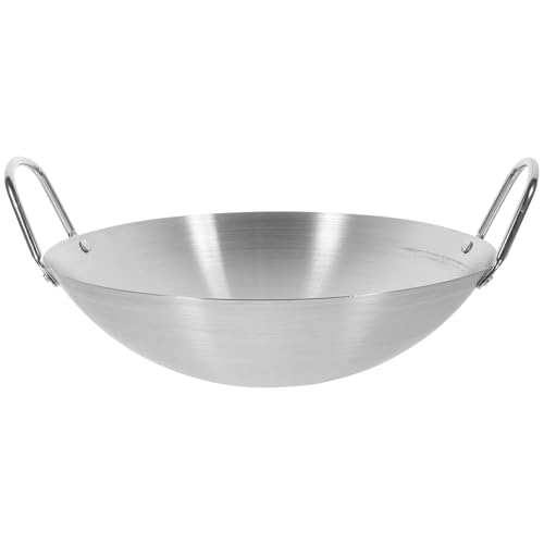 PHENOFICE Wok de Acero Inoxidable 26 Cm Doble Asa, Sartén Multifunción para Cocinar en Casa, Apto para Inducción y Barbacoas, Olla Práctica para Freír, Saltear y Guisar