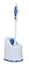 Superio Toilet Brush and Holder,Toilet Bowl Cleaning System with Scrubbing Wand, Under Rim Lip Brush and Storage Caddy for Bathroom, White and Blue (1)