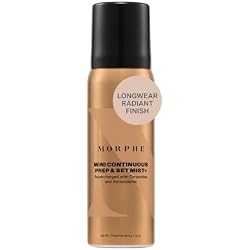 Morphe Mini Continuous Prep & Set Setting Spray - Travel Size Setting Spray for Makeup - Micro-Fine Face Mist Enriched with Ceramides to Help Hydrate, Nourish & Strengthen Skin Barrier (1.3 oz)