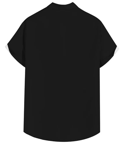 Liantty Camisa masculina de boliche retrô anos 1950 abotoada manga curta camisa divertida festa prai