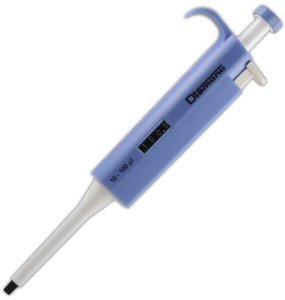 Globe Scientific 3301-100 Diamond Adjustable Volume Pipette, Blue, 10-100µL Volume