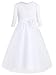 Produktbild iEFiEL Kinder Mädchen Kleider Festlich Halb Arm Blumenspitze Brautjungfern Kleid Lang Prinzessin Hochzeit Party Kleid Tüllkleid Weiß 152