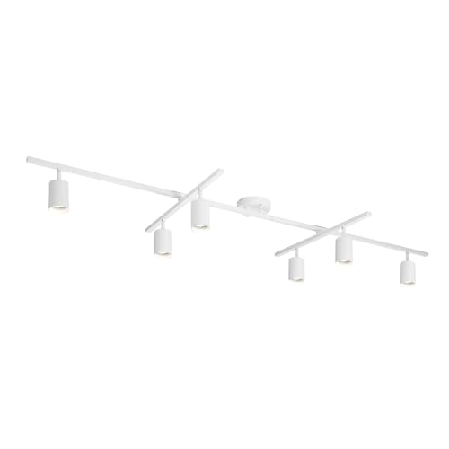 Globe Electric 64000097 64 Inch 6-Light Track Lighting, Matte White, Center Swivel Bars, Pivoting Shades, Ceiling Lamp For Bedroom, Kitchen thumb #4