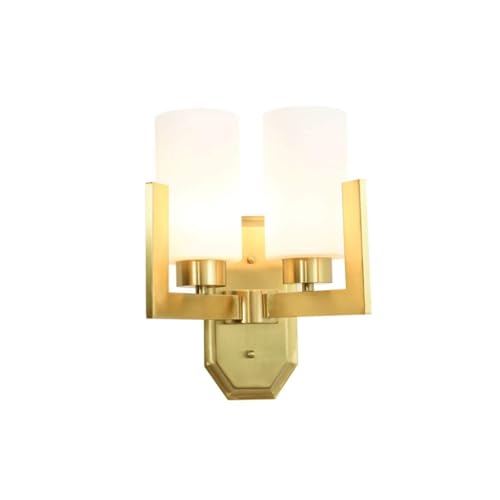 Brass Bedside Wall Lamp: Modern Decorative Lighting Fixture with Glass Shade, Mounted Bedroom Sconce, Ideal for Living Room, Hallway, Bathroom