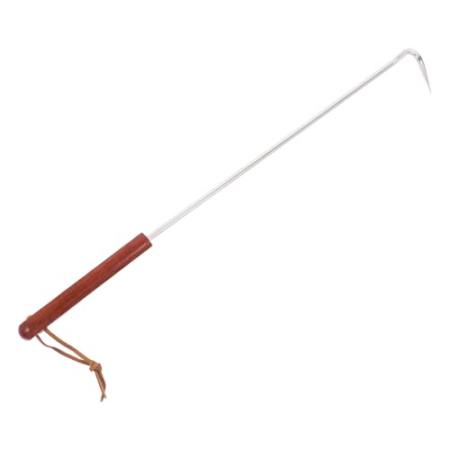 PRETYZOOM Bbq Meat Turner Hook Stainless Steel Flipper with Ergonomic Rosewood Handle for Outdoor Grilling and Barbecue Cooking Butchering Equipment for Meat Turning and Handling