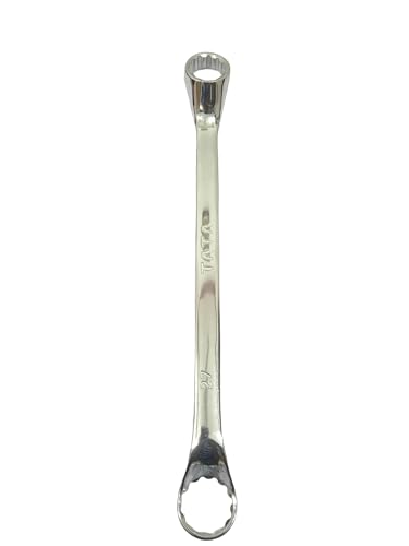 Image of Tata Agrico Double Ring Spanner 24x27mm (Box Wrench) | Chrome Vanadium Steel | Polished Offset Ring Ends for Strong Grip on Nuts & Bolts | For Garage, Workshop & Professional Use