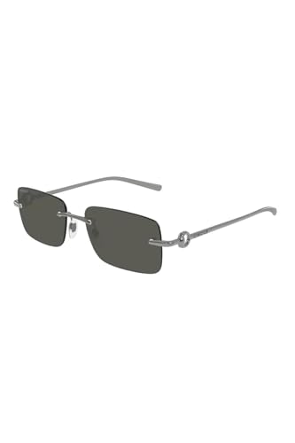 Gucci Men's Gg1703s Sunglasses, Ruthenium-Ruthenium-Grey, 55