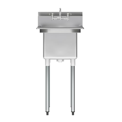 Image of Stainless Steel Prep & Utility Sink | 304 Stainless Steel | Restaurant, Kitchen, Laundry, Garage (Bowl Size: 16 inch x 14 inch + Faucet)
