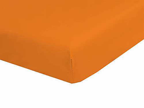 Drap Housse 2x70x190 Orange pour lit électrique 100% Coton confectionné en France