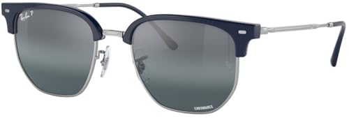 Ray-Ban RB4416 Sunglasses Bundle: RB 4416 NEW CLUBMASTER 6656G6 New Clubmaster Blue On Silver and Universal Anti-slip Silicone Leash