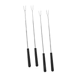 TEHAUX 4 piezas Pinchos Retráctiles de Acero Inoxidable para Barbacoa con Mango Antiescaldad Tenedores para Asar Hot Dogs y Verduras Camping Accesorios de Rostizado Duraderos y