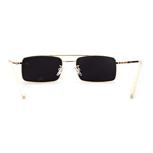 SA106 Pimp Daddy Narror Rectangle Metal Rim Double Bridge Sunglasses4