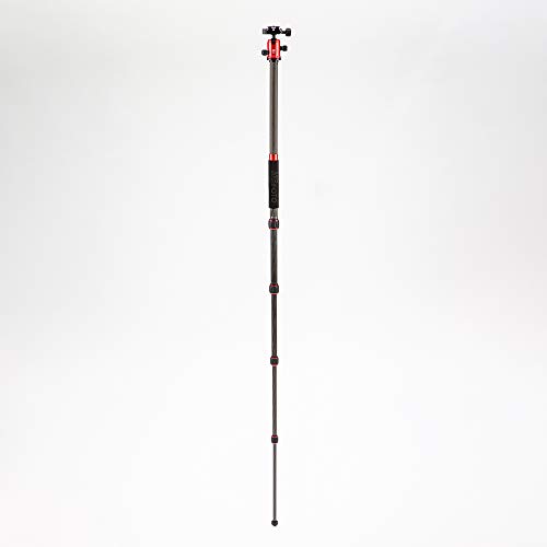 Mefoto Roadtrip Lightweight 61.6" Carbon Fiber Tripod/Monopod, W/Case, Twist Locks, Triple Action Ballhead W/Arca Swiss Plate - Red (C1350Q1R) #TOP7