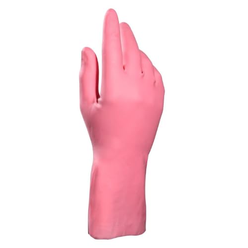 DSTOCK60 - 1 PAIRE DE GANTS MÉNAGE EN CAOUTCHOUC MANCHES LONGUES ROSE, TAILLE S (6.5) - GANTS POUR LE NETTOYAGE, LA VAISSELLE ET LES PETITS TRAVAUX - GANTS RÉUTILISABLES, ÉCONOMIQUES, RÉSISTANTS