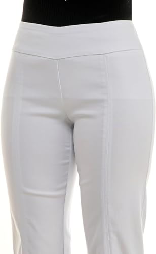 Zac & Rachel Women's Millennium Fabric Pull-On Slim Leg Pant, Optic White, 14S2