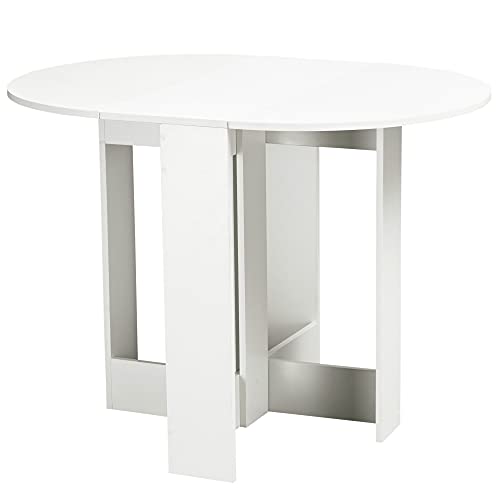 HOMCOM Mesa Plegable de Comedor Mesa de Cocina Plegable con 2 Alas Abatibles Mesa Plegable para 2-4 Personas 104x76x73,7 cm Blanco