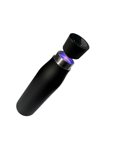 Generisch Selbstreinigende Trinkflasche mit smartem Deckel für Temperaturanzeige & Trinkerinnerung - aus hochwertigem Edelstahl (Schwarz)