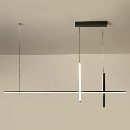 Suspension LED dimmable barre moderne en métal noir pour éclairage de plafond