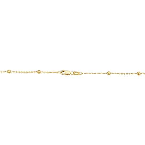 14k Yellow Gold Filled 3 mm Ball Station Satellite Necklace for Women (16, 18, 20, 24 or 30 inch)3