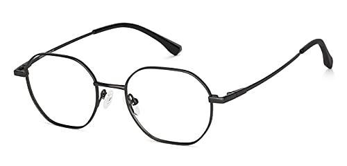 Image of VINCENT CHASE EYEWEAR Unisex Zero Power Bluecut & Antiglare Computer Eyeglasses For Eye Protection and Strain | Stainless Steel | Full Rim Hexagonal | Small | VC E13788