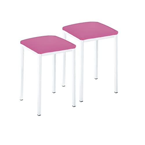 TACUBL - Due sgabelli da cucina modello quadrato in similpelle rosa struttura in metallo altezza della seduta: 45 cm