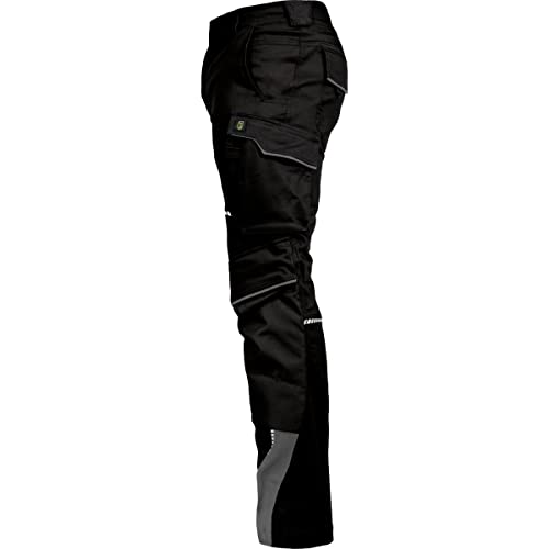 Foto von Leibwächter Flex-line Arbeitshose Herren – schwarz/grau – Gr. 50 – Bequeme Workwear mit Elastan (Spandex) – 60°C waschbar & trocknergeeignet – erhöhte Reißfestigkeit – für verschiedenste Berufe