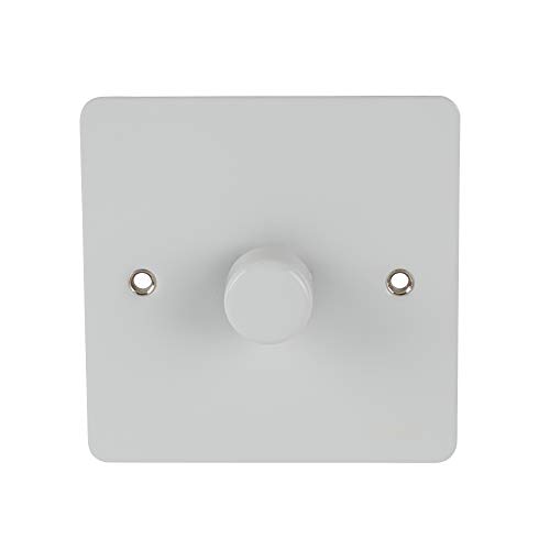 Schneider Electric Ultimate Flat Plate - Single 2 Way Dimmer Light Switch, Main and Low Voltage, 400W/VA, GU6212CPW, Painted White