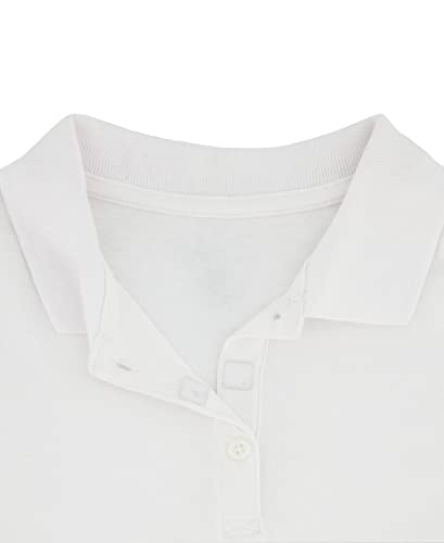 IZOD Girls' School Uniform Adaptive Short Sleeve Polo Shirt, Velcro Closure & Faux Buttons, Comfortable Interlock Fabric3