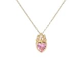 crataly - Collar con colgante de corona de vidrio, cadena chapada en oro, vidrio rosa y blanco, regalo de joyería delicada para mujer