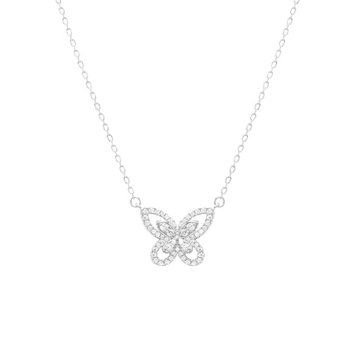 Collier papillon en diamant de laboratoire et argent 925 pour mariage