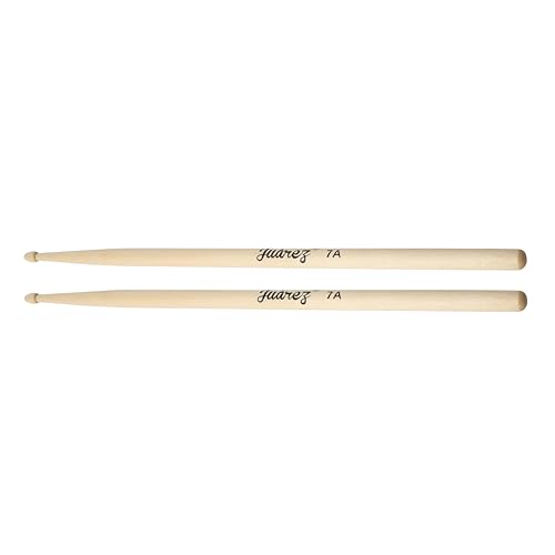 Image of Juarez JRDS200 Wooden Drum Sticks - 7A Size, Lightweight Maple Wood with Wooden Tips, Balanced Grip for Drummers (Pair)