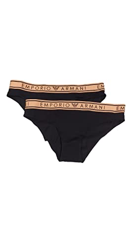  Emporio Armani Women\'s Icon Logoband Briefs Slip, Black, M (Pacco da 2) da Donna