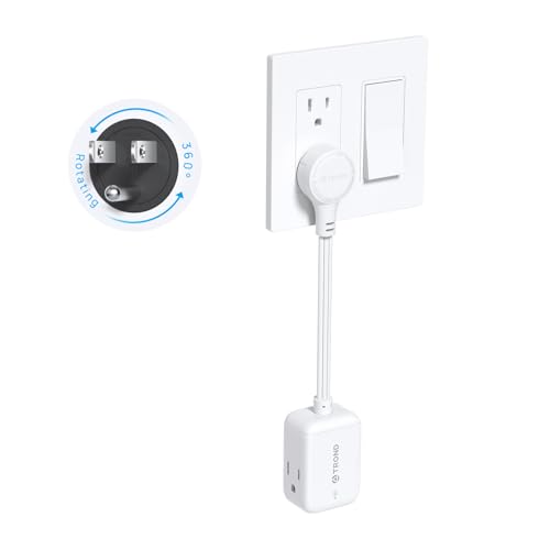 TROND 360° Rotating Flat Plug Outlet Extender Surge Protector with 6 Inch Cable, Small Rotatable...