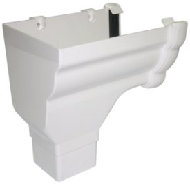 Floplast White Stopend Outlet - Ron2 65Mm Square L/H For 110Mm Niagara Ogee System (White)
