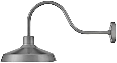 Hinkley Forge 12074AL Medium Outdoor Extended Wall Mount Lantern, Warehouse Industrial Style, Elongated Gooseneck, Composite Material, Anti-Fading Finish, Antique Brushed Aluminum