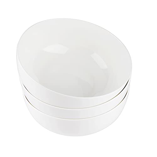 Accguan Ceramic Soup Bowls, Cereal Bowl, 60 Ounce Bowls Set, Chip Resistant, Dishwasher & Microwave Safe, Porcelain Bowls for Kitchen, White Bowls for Cereal Soup Rice Pasta Salad Oatmeal, Set of 3