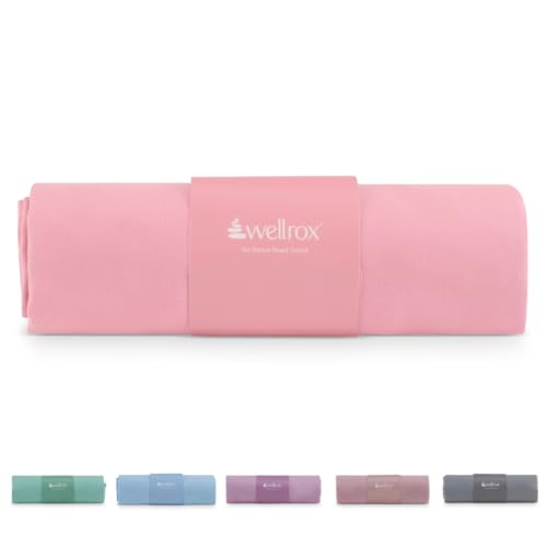 Wellrox Microfiber Hand Towel- Absorbent Sweat Towels, Workout Towels for Women- Yoga Mat Towel for Pilates, Hot Yoga, Gym Workouts (Pink)