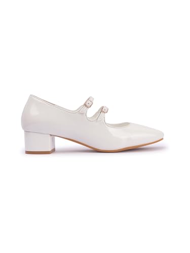 Image of ELLE Women's Patent Mary Jane Style Block Heel Pumps