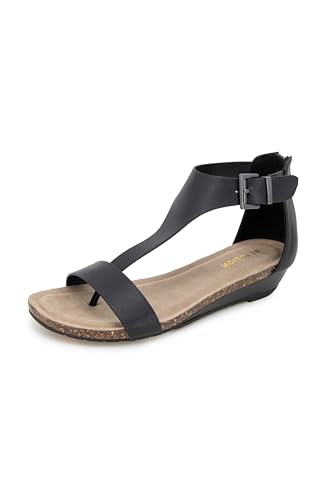 Kenneth Cole REACTION Women's GAL Wedge Sandal, Black, 9 Wide