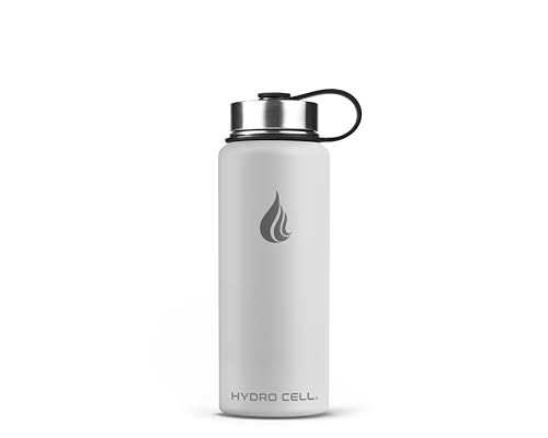 Image of HYDRO CELL Stainless Steel Insulated Water Bottle with Straw - For Cold & Hot Drinks - Metal Vacuum Flask with Screw Cap and Modern Leakproof Sport Thermos for Adults (Frost 18oz)