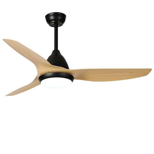 GLITI Ventilador de techo con luz, Silencioso, motor DC, 3 colores, 6 velocidades, temporizador,...