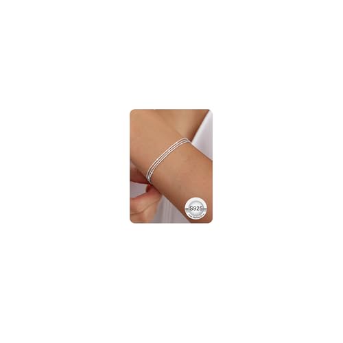 FIOROYAL Pulsera Mujer - 925 Pulseras de Plata -Tres Capas Cadena con Cuentas...