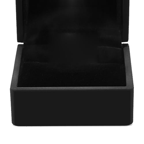 Saluaqui Caja de Almacenamiento de Anillos con Luz LED de Moda - Elegante Vitrina de Joyería con Carcasa de Goma Resistente - Caja de Anillo de Compromiso Roja con Felpa Negra (BLACK) - imagen 9