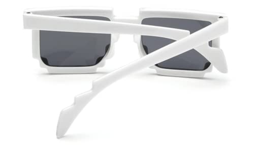 Image of DC DECORIO Thug Life Sunglasses Pixel Gangsta Life Funny Novelty Shades With Box Packing (SOLID-WHITE)
