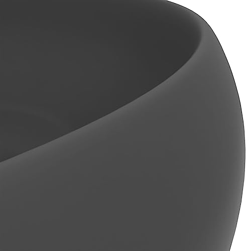 Lavabo redondo mate gris oscuro de 40 cm para renovar el inodoro de invitados con estilo 7