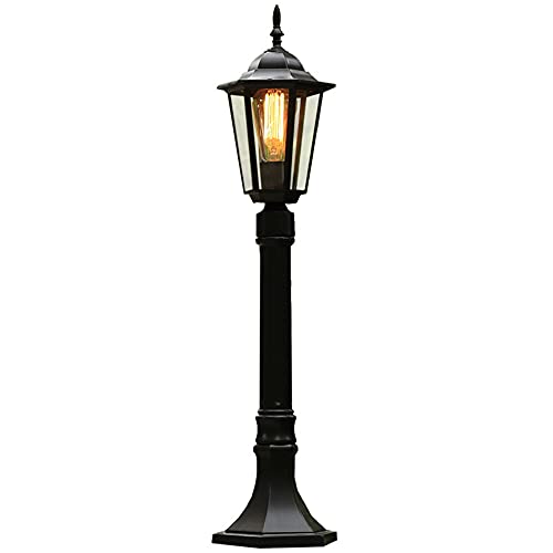 Chao Zan Réverbère classique,Lampadaire extérieur sur pied en noir dans un style campagnard maison de campagne 1 x E27 idéal pour jardin et...
