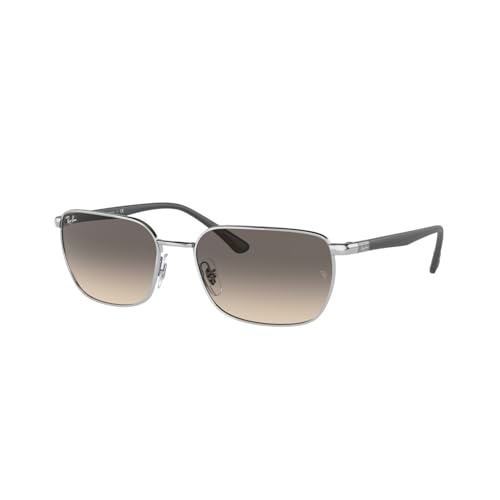 Ray-Ban RB3684 Rectangular Sunglasses, Silver/Clear Gradient Grey, 58 mm